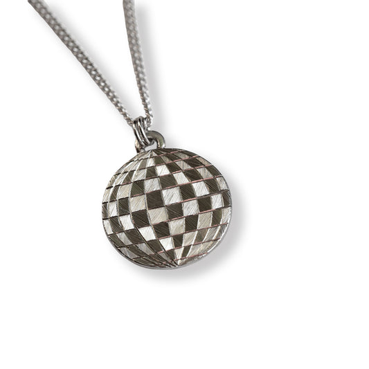 Circle Disco Ball Hand Engraved Pendant