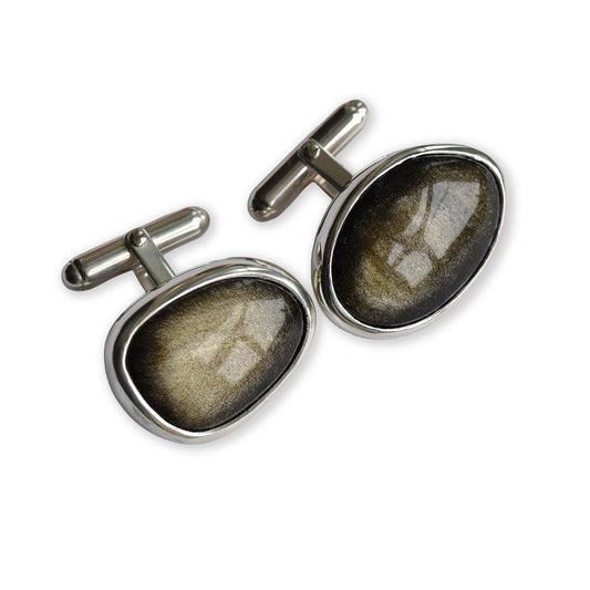 Gold Sheen Obsidian Cufflinks