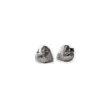 silver heart earrings with hand engraved pattern