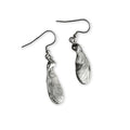 Silver sycamore seed  earrings on a white background