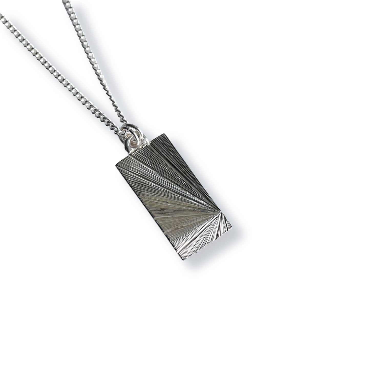 Rectangle Light Burst Hand Engraved Pendant
