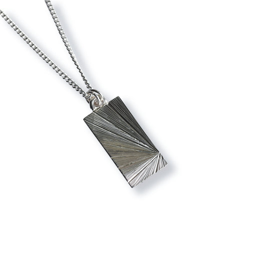 Rectangle Light Burst Hand Engraved Pendant