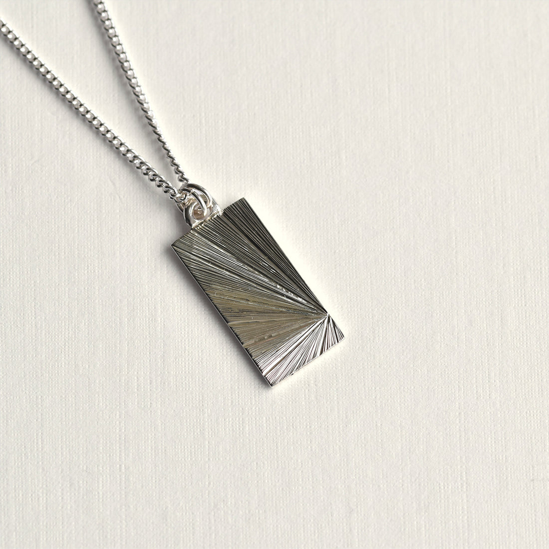 Rectangle Light Burst Hand Engraved Pendant – Olivia Yorston Jewellery