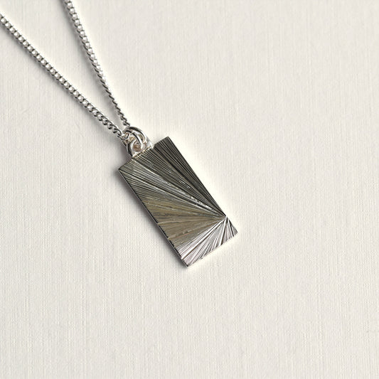 Rectangle Light Burst Hand Engraved Pendant