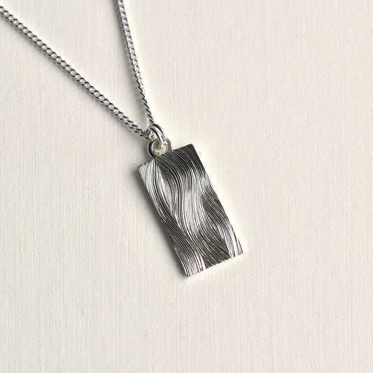 Rectangle Wave Hand Engraved Pendant