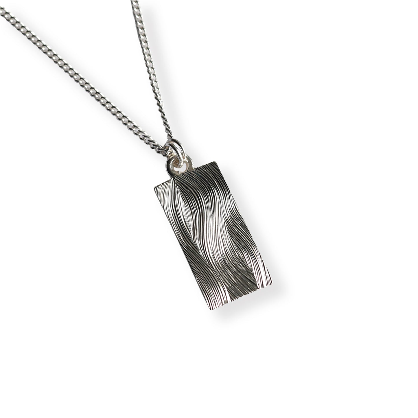 Rectangle Wave Hand Engraved Pendant