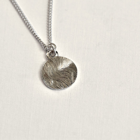 Small Circle Flowing Hand Engraved Pendant