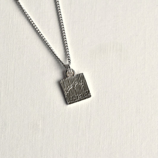 Small Square Column Hand Engraved Pendant