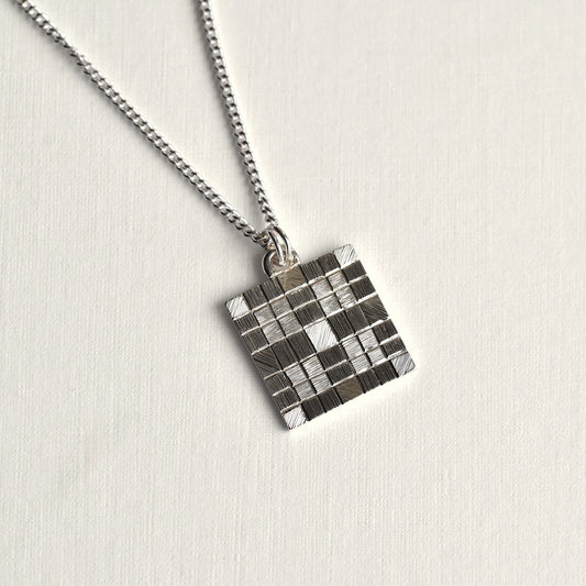 Square Checked Hand Engraved Pendant