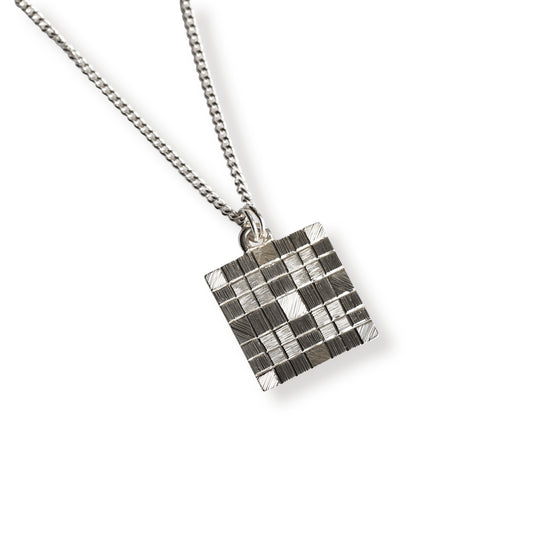 Square Checked Hand Engraved Pendant