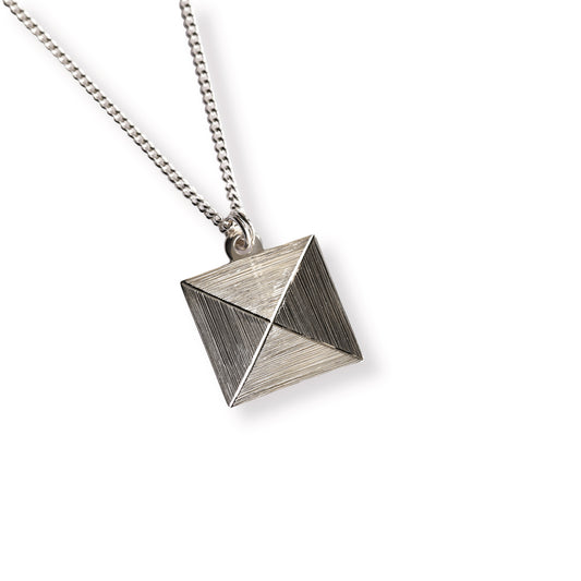 Square Solitaire Hand Engraved Pendant