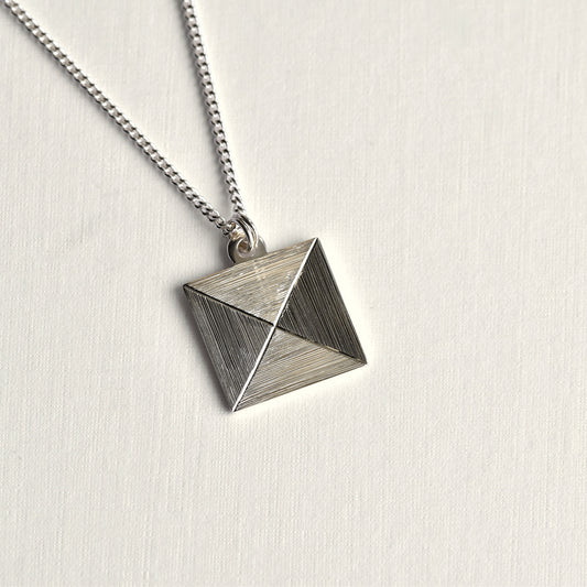 Square Solitaire Hand Engraved Pendant