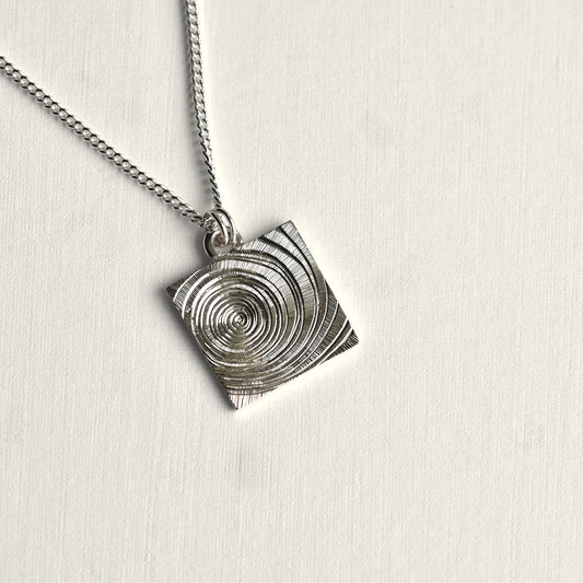 Square Spiral Hand Engraved Pendant