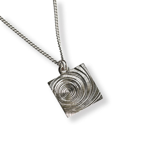 Square Spiral Hand Engraved Pendant