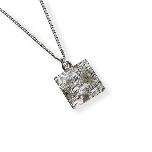 Square Wave Hand Engraved Pendant